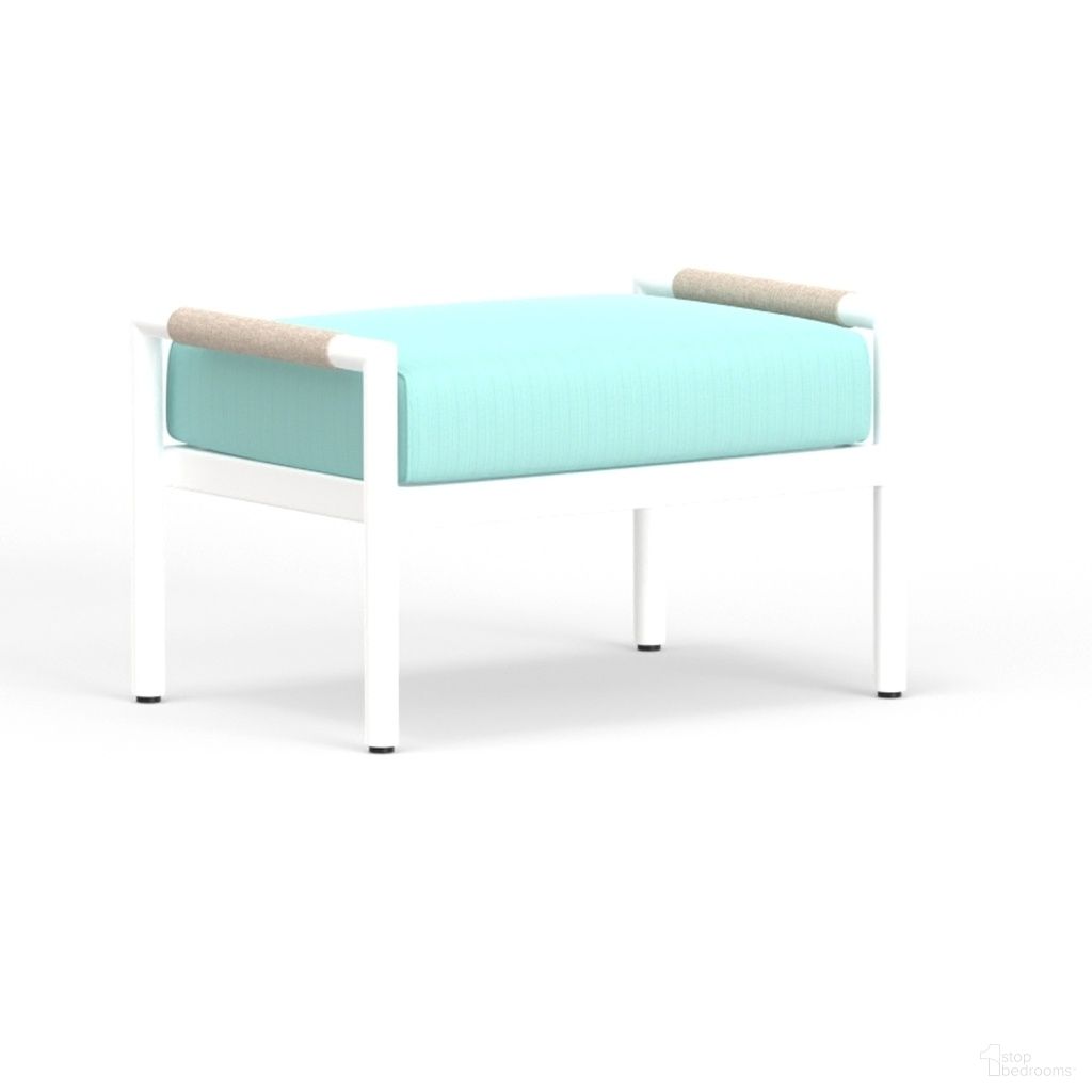 The appearance of Sabbia Ottoman in Dupione Celeste designed by Sunset West in the transitional interior design. This dupione celeste piece of furniture was selected by 1StopBedrooms from Sabbia Collection to add a touch of cosiness and style into your home. Sku: SW4901-OTT-8067. Material: Olefin Rope.