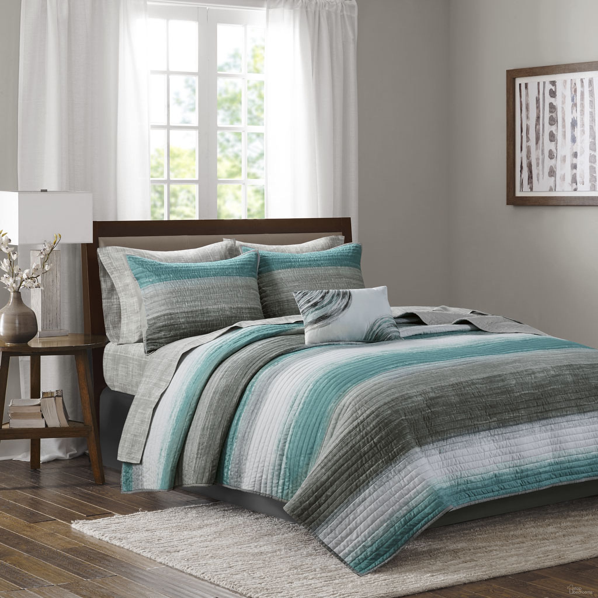 The appearance of Saben Polyester Print Solid 8 Piece King Coverlet Set with Cotton Sheet In Aqua designed by Olliix in the transitional interior design. This aqua piece of furniture was selected by 1StopBedrooms from Saben Collection to add a touch of cosiness and style into your home. Sku: MPE13-807. Bed Size: King. Material: Cotton.