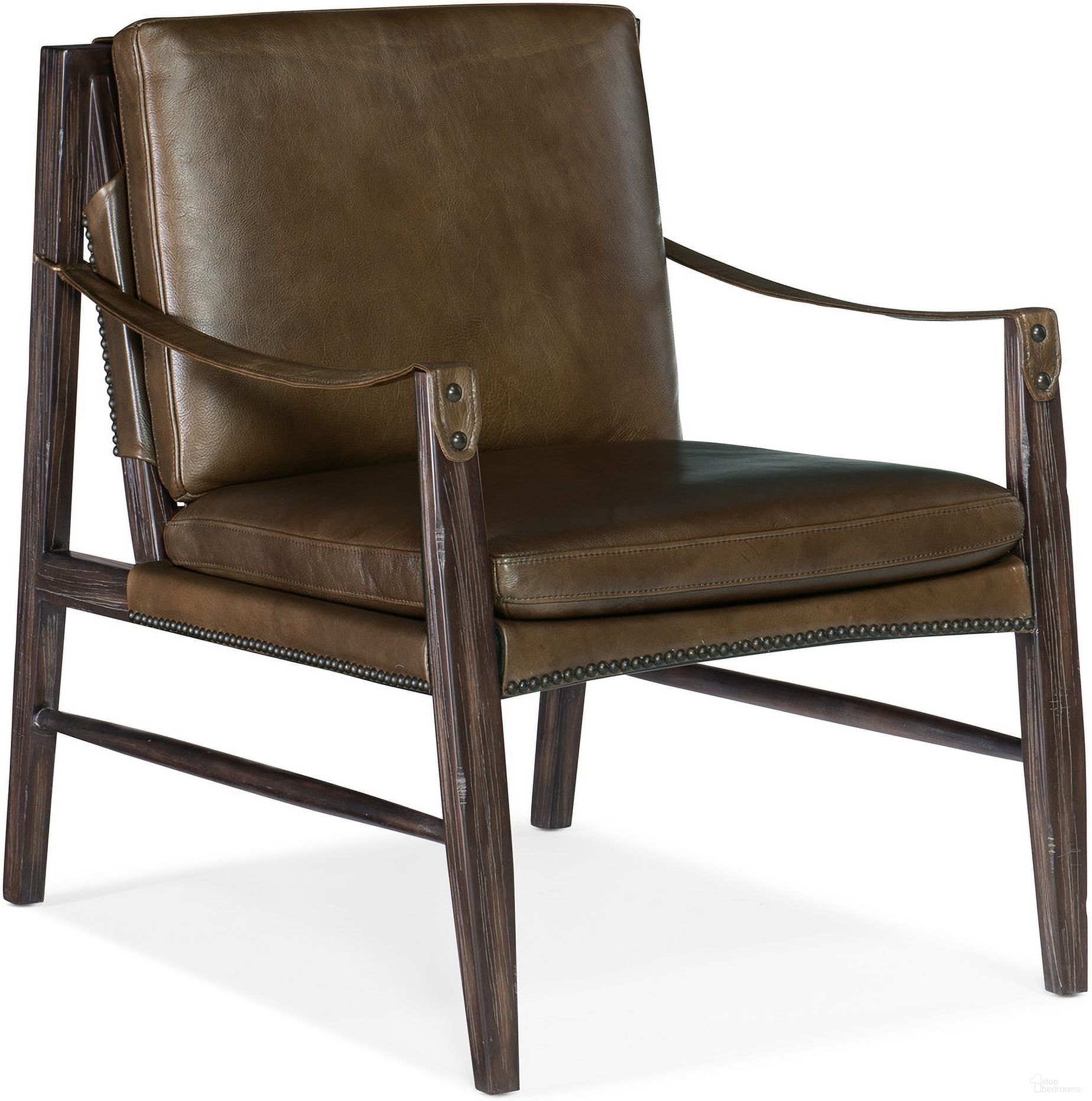 The appearance of CC Sabi Sands Brown Sling Chair designed by Hooker in the transitional interior design. This brown piece of furniture was selected by 1StopBedrooms from CC Collection to add a touch of cosiness and style into your home. Sku: CC530-082. Material: Leather.