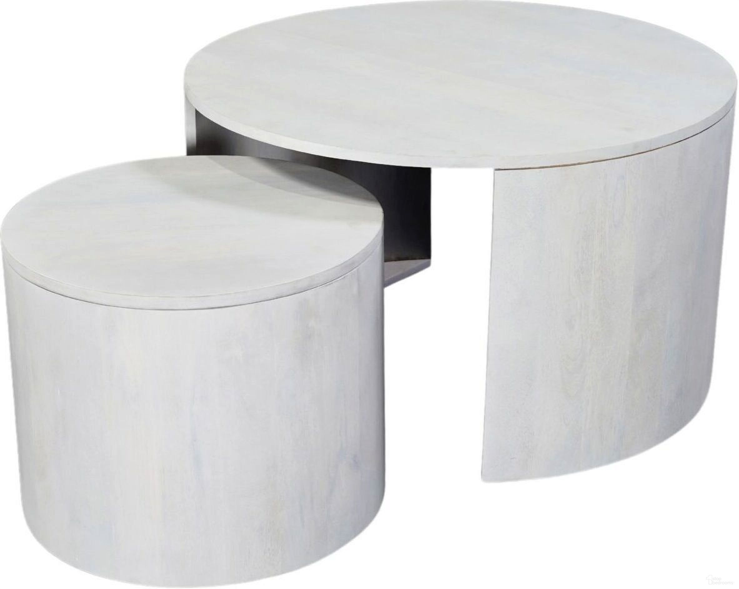 Sable 30 Inch Round Nesting Coffee Table In Whitewash