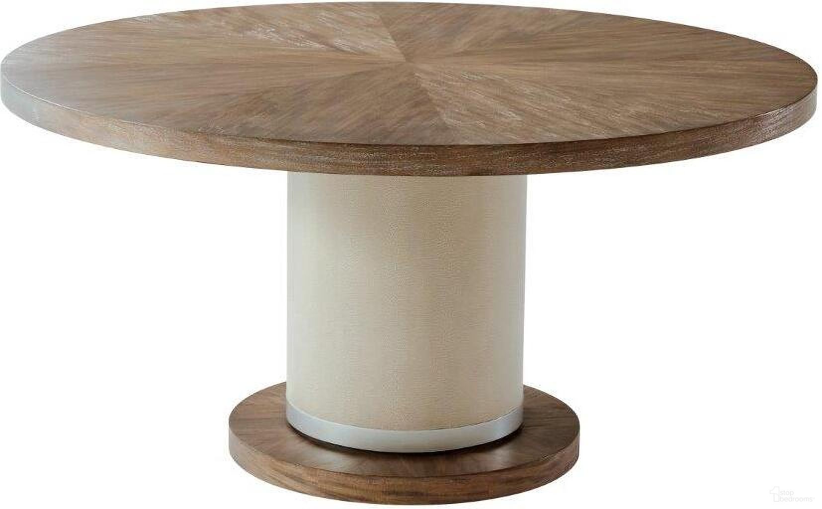 The appearance of Sabon Dining Table II designed by Theodore Alexander in the transitional interior design. This natural piece of furniture  was selected by 1StopBedrooms from TA Studio No. 2 Collection to add a touch of cosiness and style into your home. Sku: TAS54004.C079. Table Base Style: Pedestal. Table Top Shape: Round. Material: Wood. Size: 60".