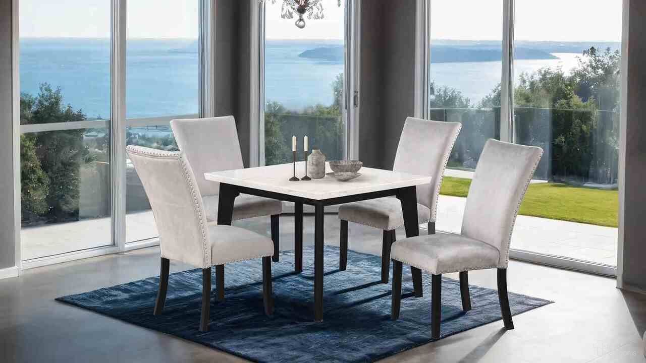 The appearance of Sabro Square Dining Table with Marble Top In Black and White designed by Furniture of America in the modern / contemporary interior design. This black/white piece of furniture  was selected by 1StopBedrooms from Sabro Collection to add a touch of cosiness and style into your home. Sku: FM3330BK-ST-1;FM3330BK-T-2. Table Base Style: Legs. Table Top Shape: Square. Material: Marble. Size: 54" x 54".