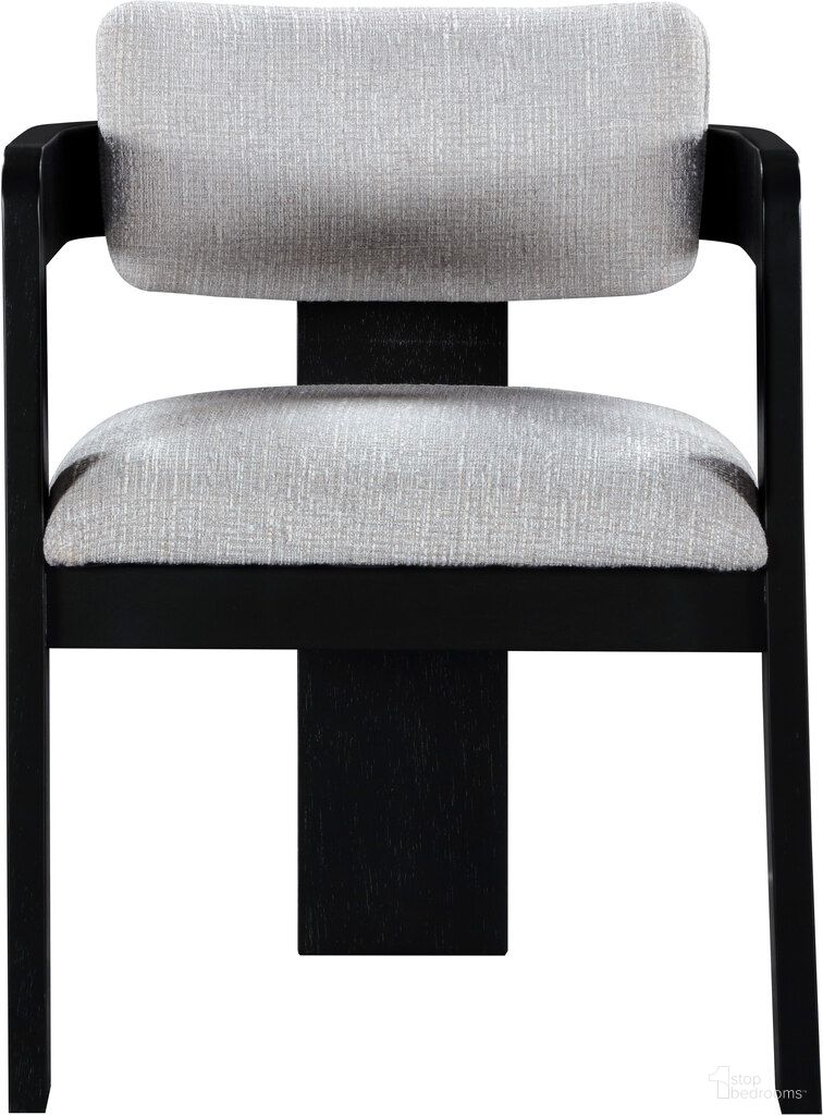 Sacha Linen Textured Fabric Dining Chair Set of 2 In Black and Grey