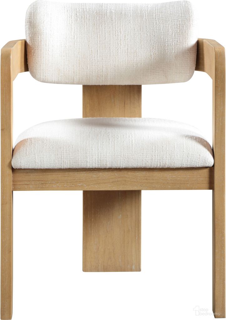 The appearance of Sacha Linen Textured Fabric Dining Chair Set of 2 In Natural and Cream designed by Meridian in the modern / contemporary interior design. This natural/cream piece of furniture  was selected by 1StopBedrooms from Sacha Collection to add a touch of cosiness and style into your home. Sku: 11091Cream-C. Material: Polyester. Chair Type: Arm Chair.