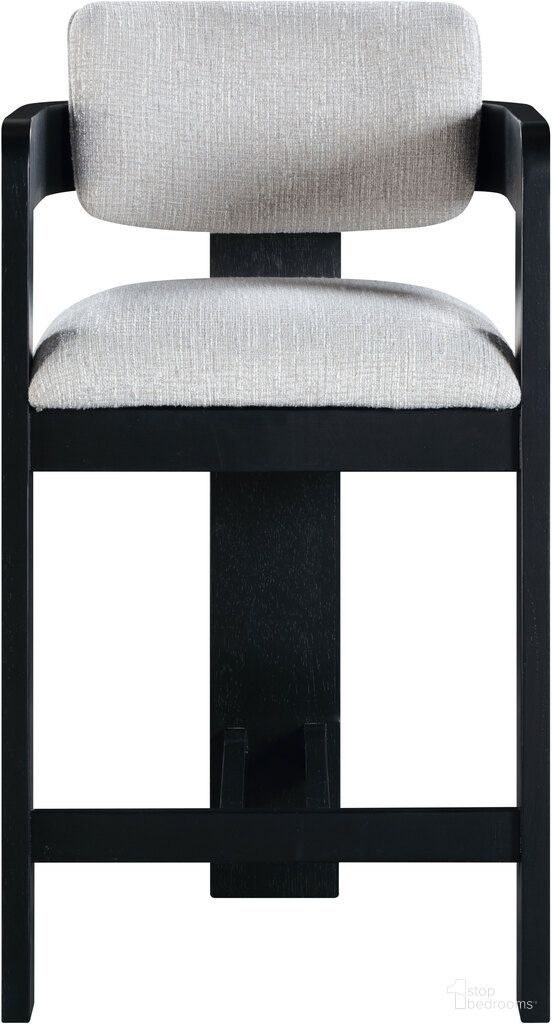 Sacha Linen Textured Fabric Stool In Black and Grey