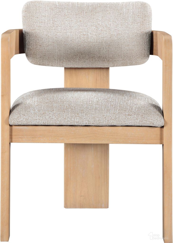 The appearance of Sacha Linen Textured Fabric Upholstered Dining Chair Set of 2 In Beige and Natural designed by Meridian in the modern / contemporary interior design. This beige/natural piece of furniture  was selected by 1StopBedrooms from Sacha Collection to add a touch of cosiness and style into your home. Sku: 11091Beige-C. Material: Linen. Chair Type: Arm Chair.