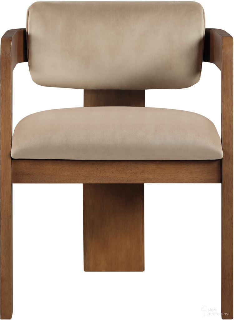 The appearance of Sacha Velvet Dining Chair Set of 2 In Beige and Brown designed by Meridian in the modern / contemporary interior design. This beige and brown piece of furniture was selected by 1StopBedrooms from Sacha Collection to add a touch of cosiness and style into your home. Sku: 11096Beige-C. Material: Velvet. Chair Type: Arm Chair.