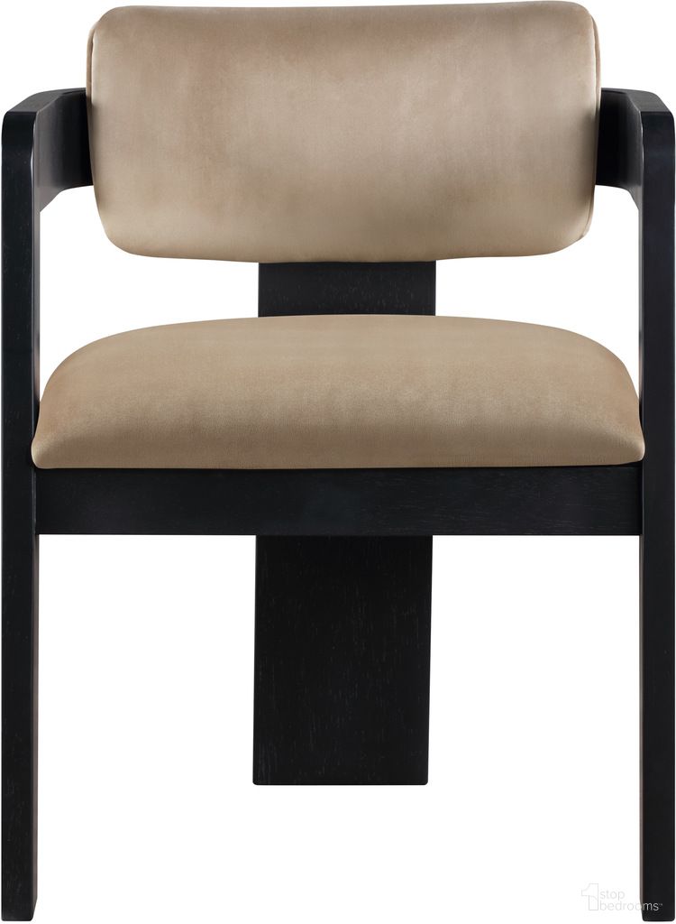 The appearance of Sacha Velvet Dining Chair Set of 2 In Black and Beige designed by Meridian in the modern / contemporary interior design. This black and beige piece of furniture was selected by 1StopBedrooms from Sacha Collection to add a touch of cosiness and style into your home. Sku: 11095Beige-C. Material: Velvet. Chair Type: Arm Chair.