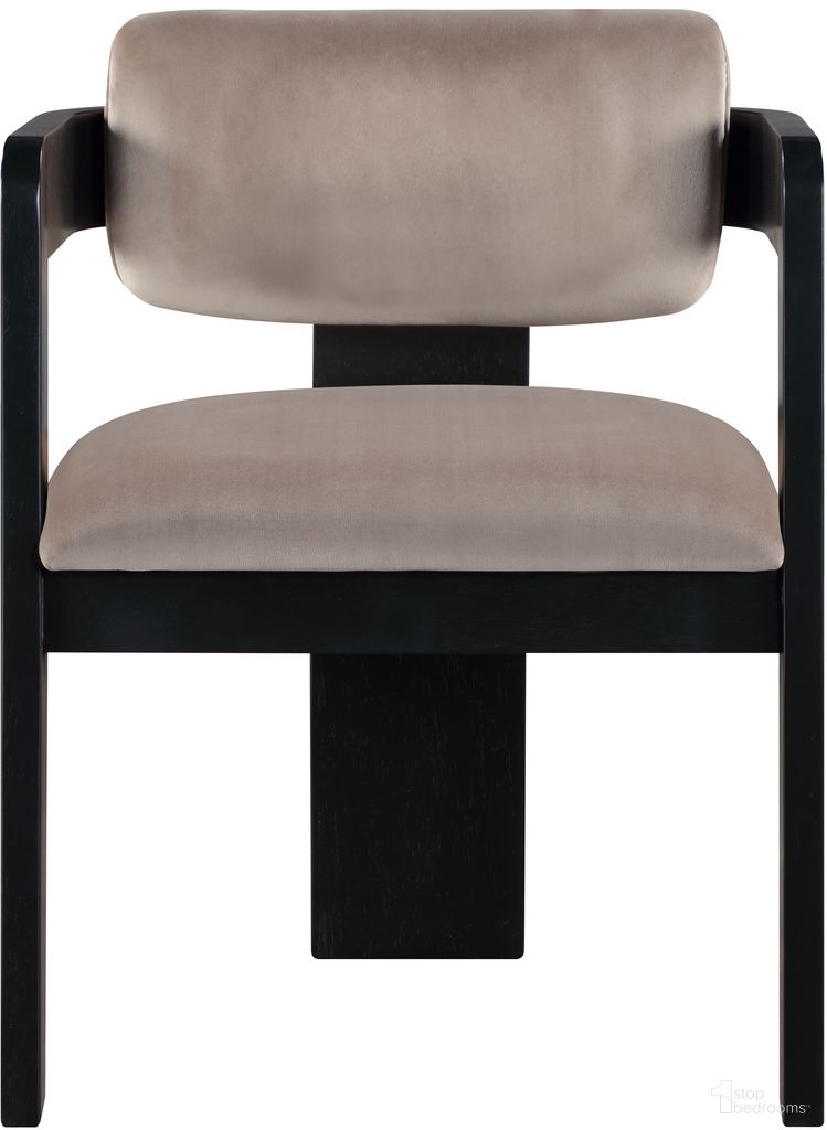 The appearance of Sacha Velvet Dining Chair Set of 2 In Black and Taupe designed by Meridian in the modern / contemporary interior design. This black/taupe piece of furniture  was selected by 1StopBedrooms from Sacha Collection to add a touch of cosiness and style into your home. Sku: 11095Taupe-C. Material: Velvet. Chair Type: Arm Chair.