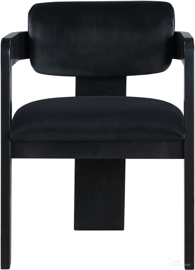 The appearance of Sacha Velvet Dining Chair Set of 2 In Black designed by Meridian in the modern / contemporary interior design. This black piece of furniture was selected by 1StopBedrooms from Sacha Collection to add a touch of cosiness and style into your home. Sku: 11095Black-C. Material: Velvet. Chair Type: Arm Chair.