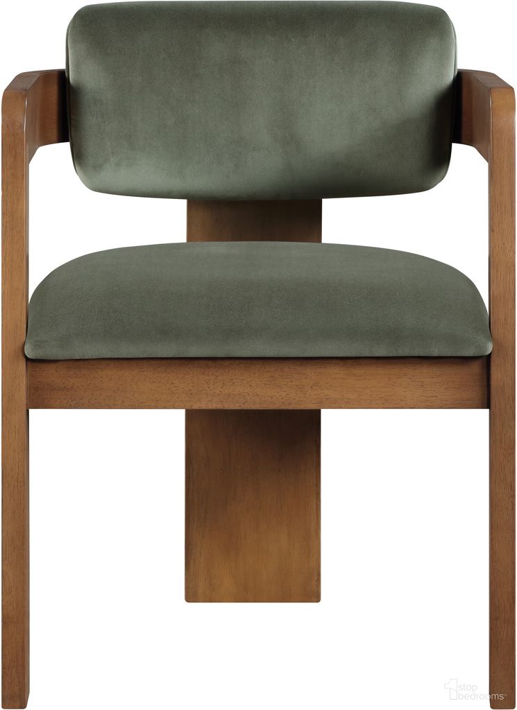 The appearance of Sacha Velvet Dining Chair Set of 2 In Brown and Green designed by Meridian in the modern / contemporary interior design. This brown and green piece of furniture  was selected by 1StopBedrooms from Sacha Collection to add a touch of cosiness and style into your home. Sku: 11096Green-C. Material: Velvet. Chair Type: Arm Chair.