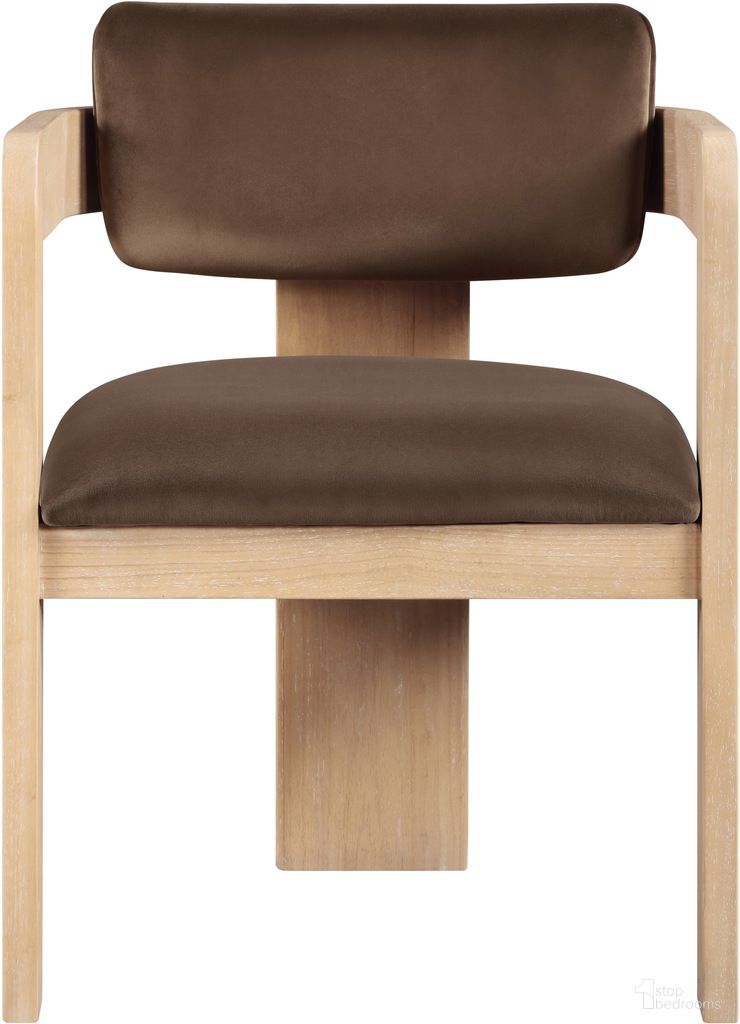 Sacha Velvet Dining Chair Set of 2 In Brown and Natural