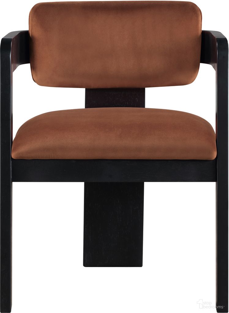 The appearance of Sacha Velvet Dining Chair Set of 2 In Cognac and Black designed by Meridian in the modern / contemporary interior design. This cognac and black piece of furniture was selected by 1StopBedrooms from Sacha Collection to add a touch of cosiness and style into your home. Sku: 11095Cognac-C. Material: Velvet. Chair Type: Arm Chair.