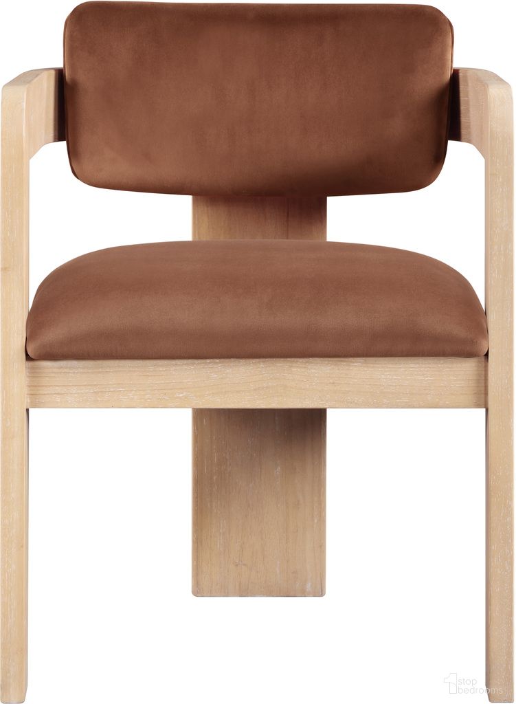 The appearance of Sacha Velvet Dining Chair Set of 2 In Cognac and Natural designed by Meridian in the modern / contemporary interior design. This cognac and natural piece of furniture was selected by 1StopBedrooms from Sacha Collection to add a touch of cosiness and style into your home. Sku: 11094Cognac-C. Material: Velvet. Chair Type: Arm Chair.