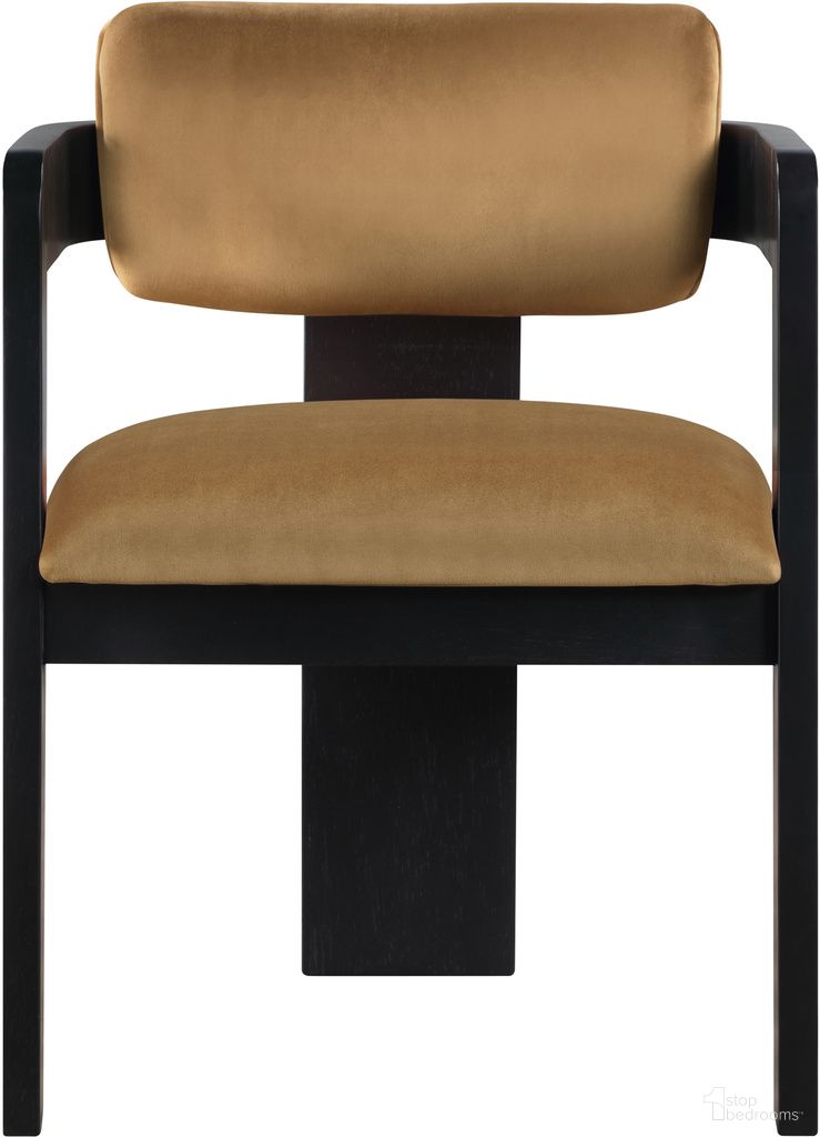 The appearance of Sacha Velvet Dining Chair Set of 2 In Saddle and Black designed by Meridian in the modern / contemporary interior design. This saddle and black piece of furniture was selected by 1StopBedrooms from Sacha Collection to add a touch of cosiness and style into your home. Sku: 11095Saddle-C. Material: Velvet. Chair Type: Arm Chair.