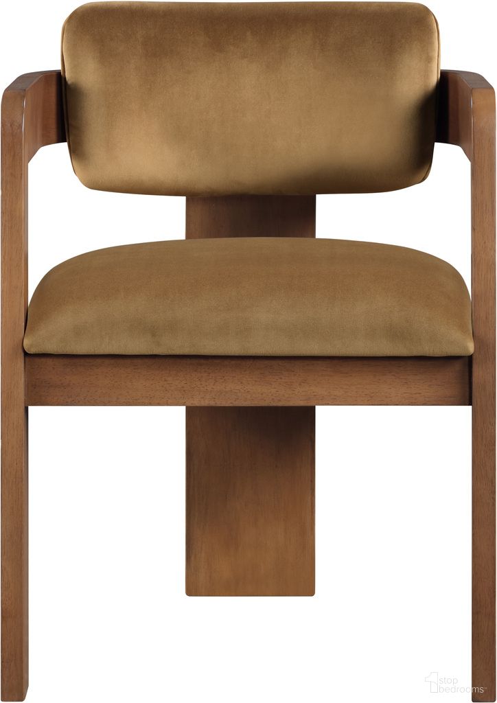 Sacha Velvet Dining Chair Set of 2 In Saddle and Brown