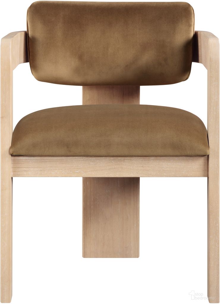 Sacha Velvet Dining Chair Set of 2 In Saddle and Natural