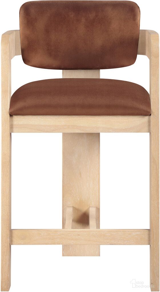 The appearance of Sacha Velvet Stool In Cognac and Natural designed by Meridian in the modern / contemporary interior design. This cognac and natural piece of furniture  was selected by 1StopBedrooms from Sacha Collection to add a touch of cosiness and style into your home. Sku: 11077Cognac-C. Material: Velvet.