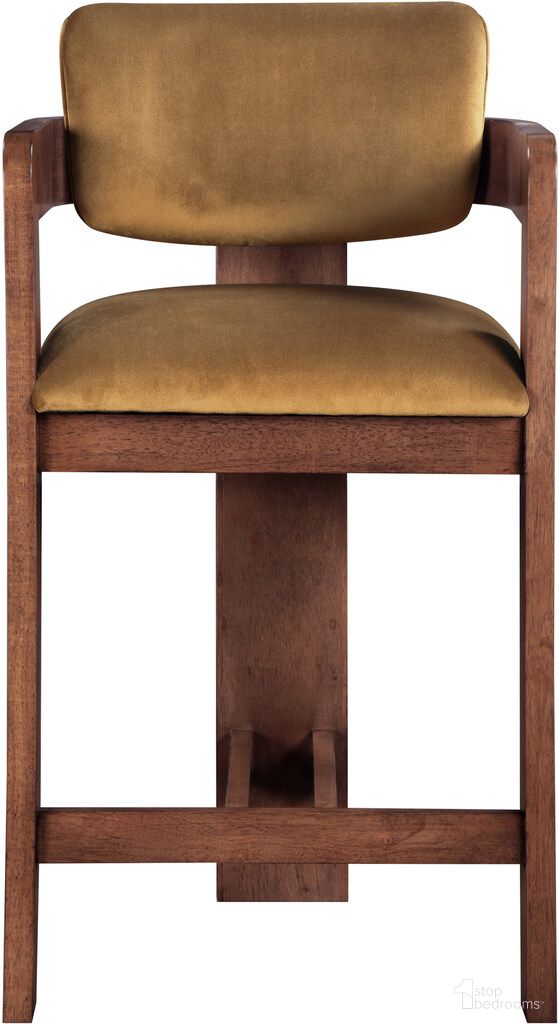 Sacha Velvet Stool In Saddle and Brown