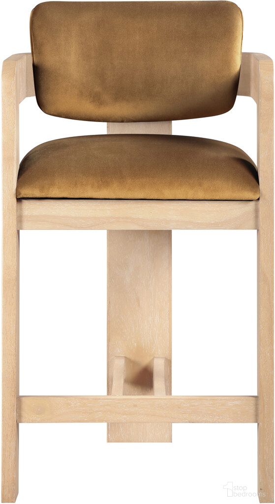 Sacha Velvet Stool In Saddle and Natural