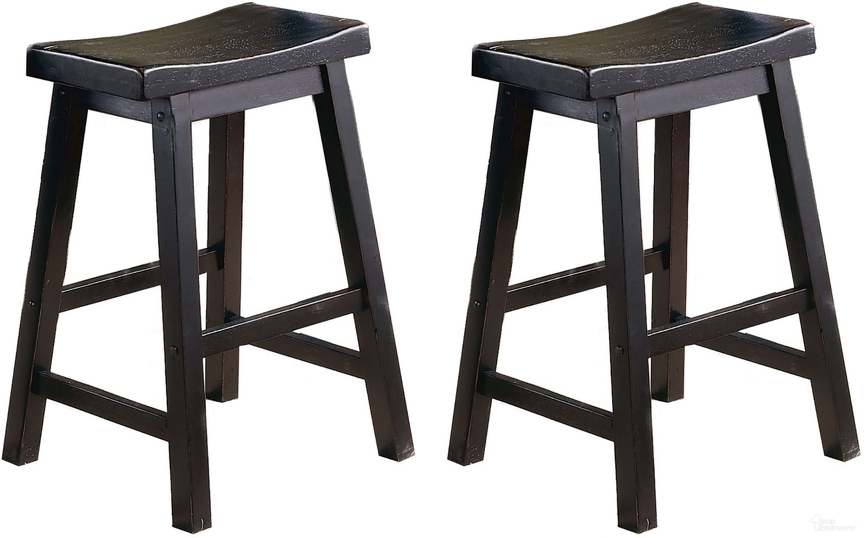 The appearance of Saddleback 24" Black Sand Stool Set of 2 designed by Homelegance in the traditional interior design. This black piece of furniture was selected by 1StopBedrooms from Saddleback Collection to add a touch of cosiness and style into your home. Sku: 5302BK-24. Material: Wood.