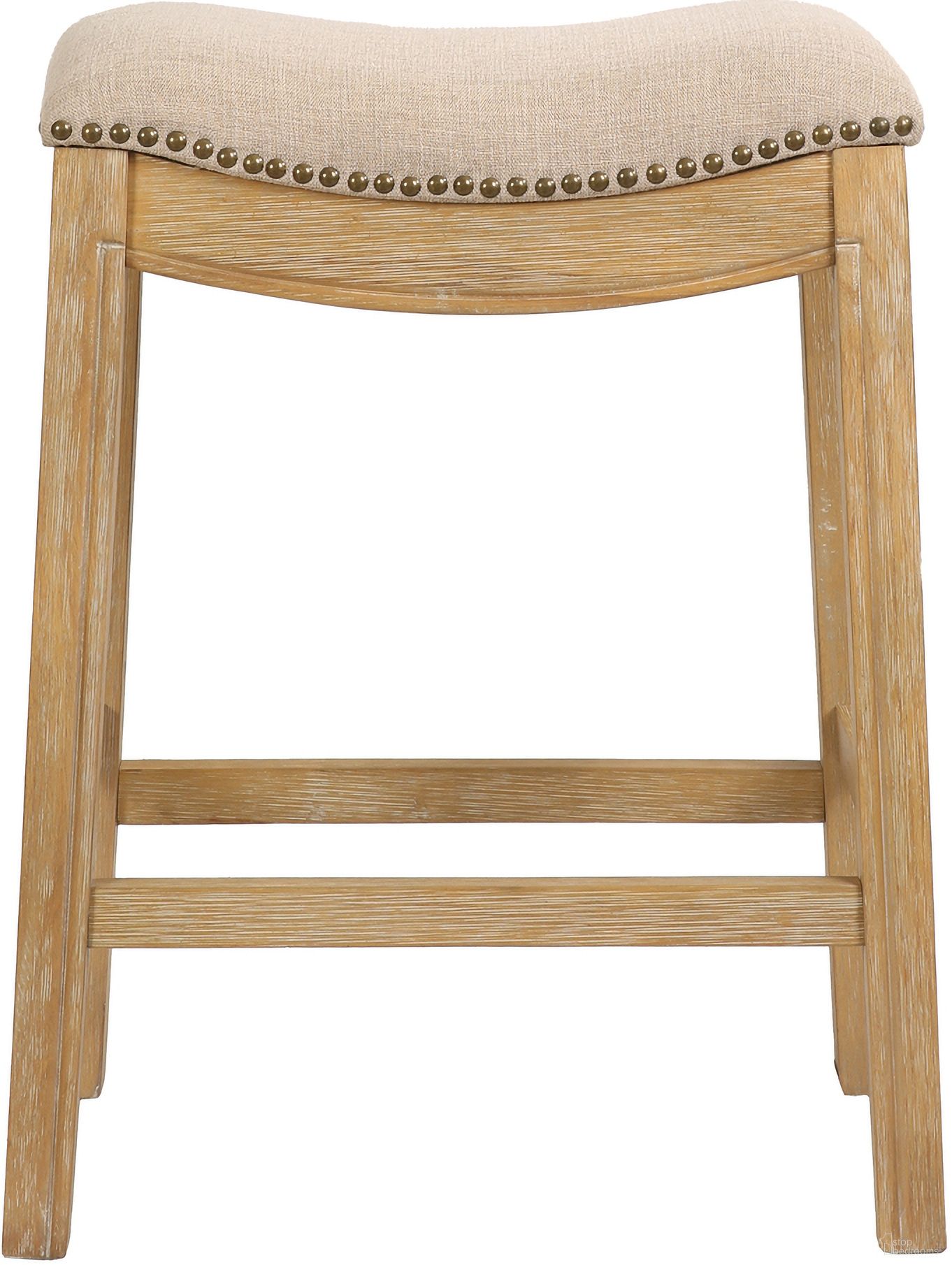 Sadie 26 Inch Saddle Wood Counter-Height Barstool with Fabric In Natural and Cream