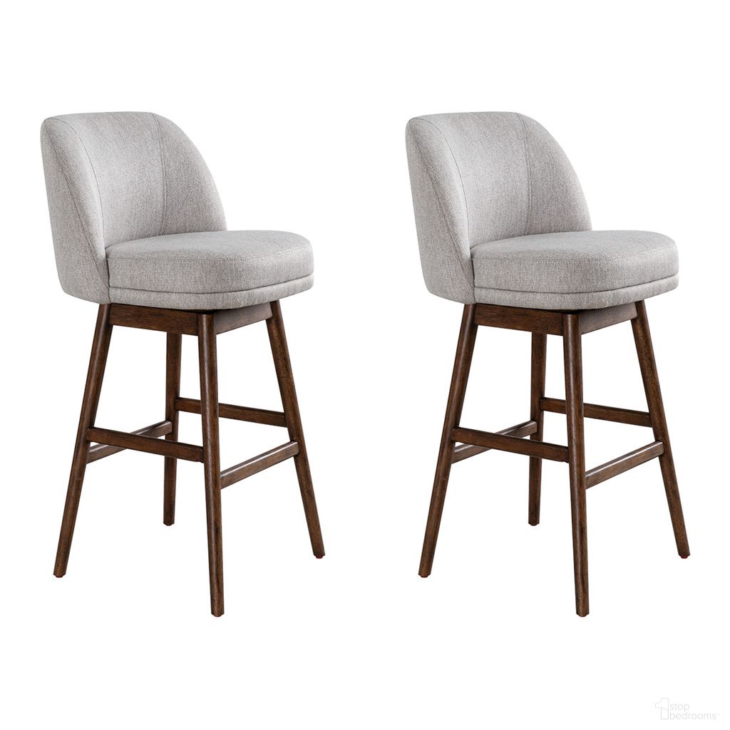 The appearance of Sadie 30 Inch Bar Height Swivel Barstool Set of 2 In Taupe and Brown designed by Armen Living in the modern / contemporary interior design. This taupe and brown piece of furniture  was selected by 1StopBedrooms from Sadie Collection to add a touch of cosiness and style into your home. Sku: LCSABABRNTP30;LCSABABRNTP30. Material: Polyester.