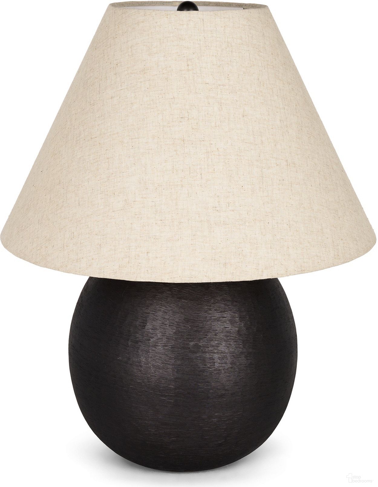 Sadiyah Brushed Metal with Beige Shade Table Lamp In Black