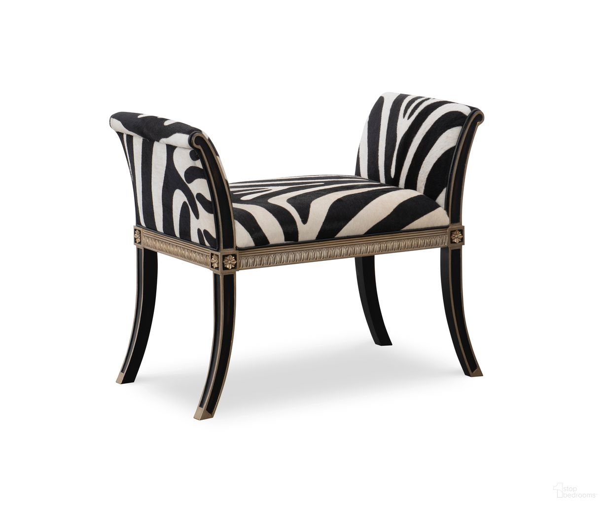 The appearance of Safari Bench In Black and White designed by Maitland-Smith in the modern / contemporary interior design. This black/white piece of furniture was selected by 1StopBedrooms from Maitland Smith Collection to add a touch of cosiness and style into your home. Sku: 8105-42. Material: Wood.