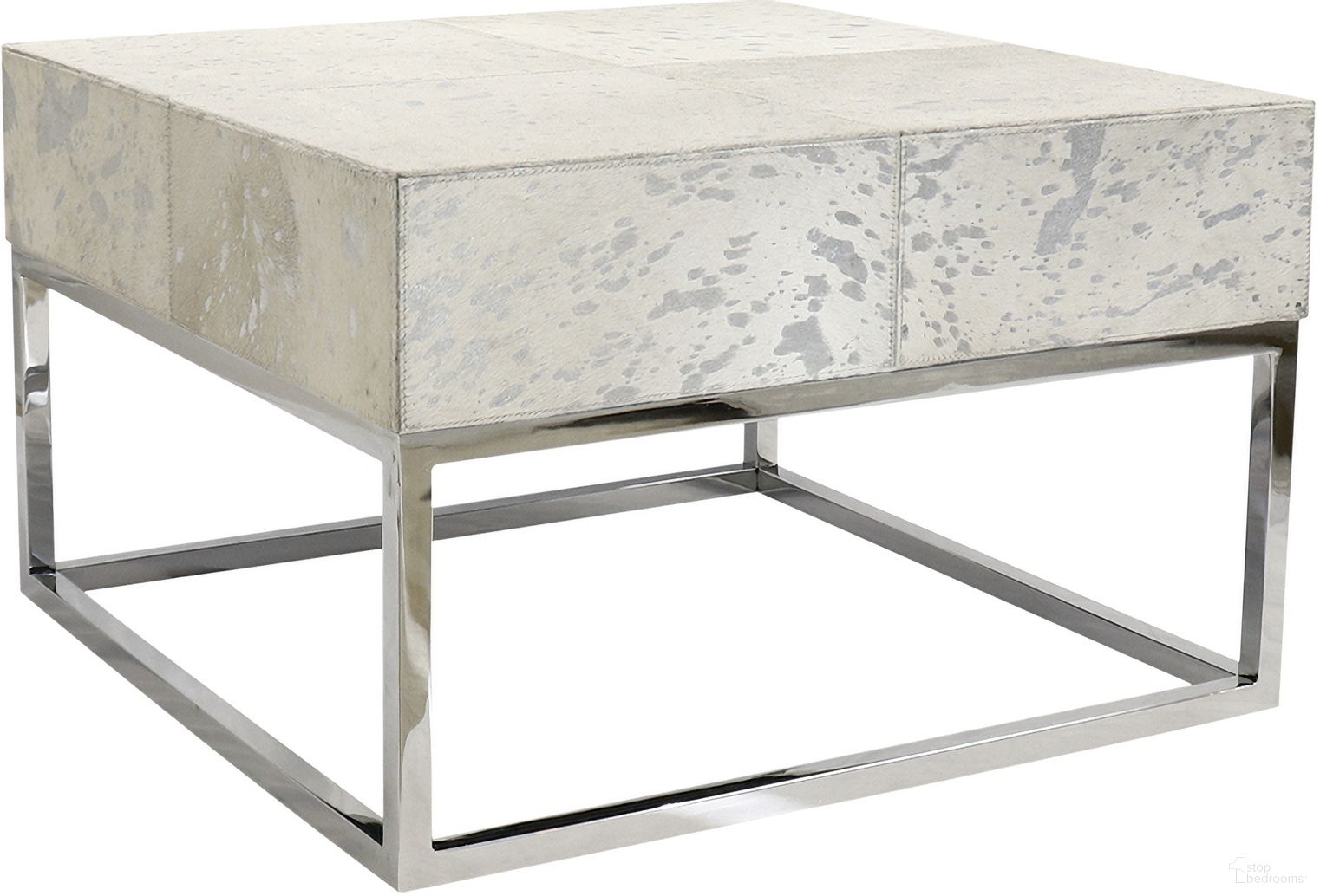 The appearance of Safari Collection Foil Cowhide and Steel Coffee Table In Silver designed by Pasargad Home in the modern / contemporary interior design. This silver piece of furniture was selected by 1StopBedrooms from Safari Collection to add a touch of cosiness and style into your home. Sku: PGN-1319. Material: Cow Hide.