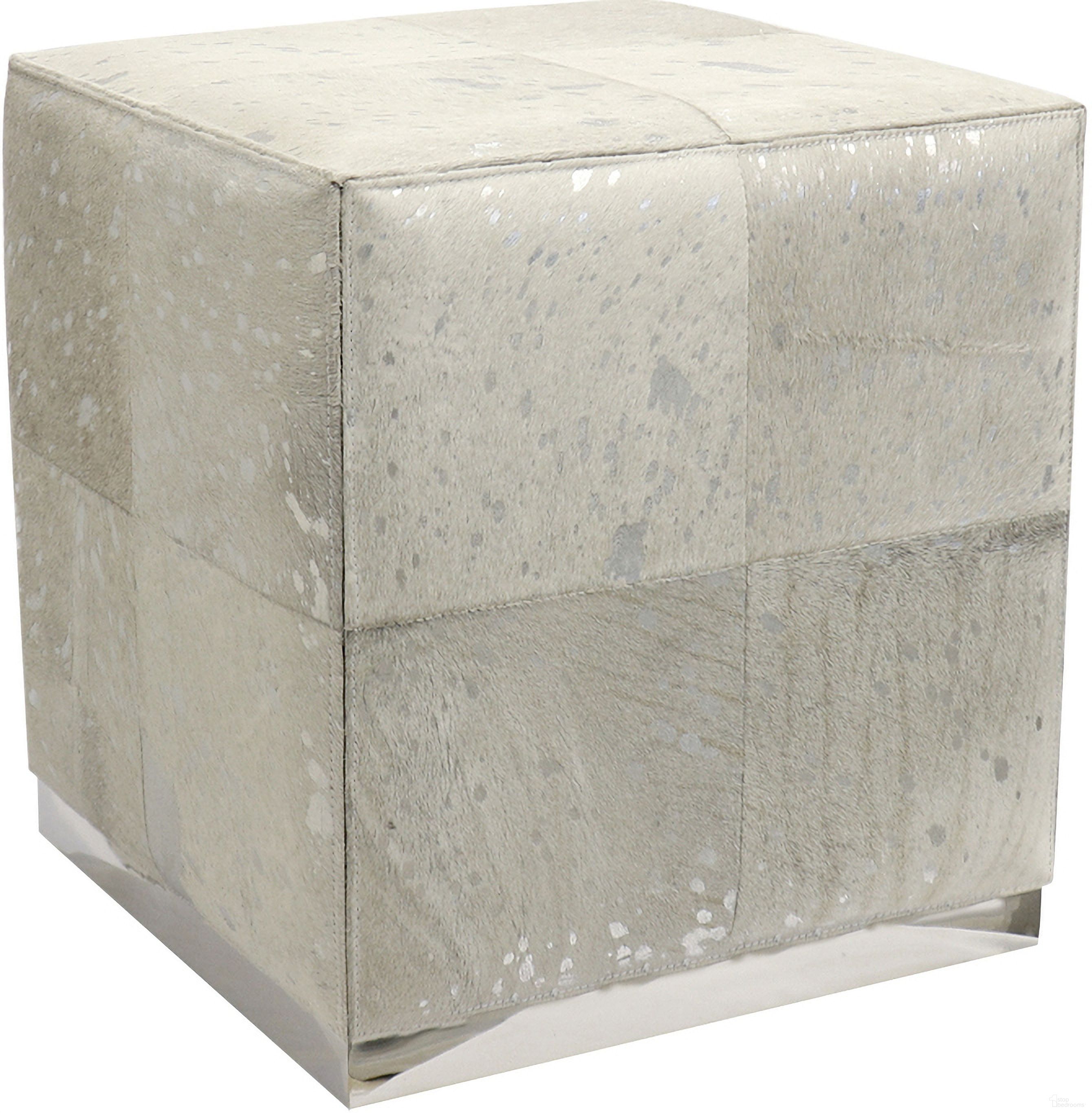 The appearance of Safari Collection Foil Cowhide and Steel Cube Ottoman In Silver designed by Pasargad Home in the modern / contemporary interior design. This silver piece of furniture was selected by 1StopBedrooms from Safari Collection to add a touch of cosiness and style into your home. Sku: PGN-1305. Material: Cow Hide.