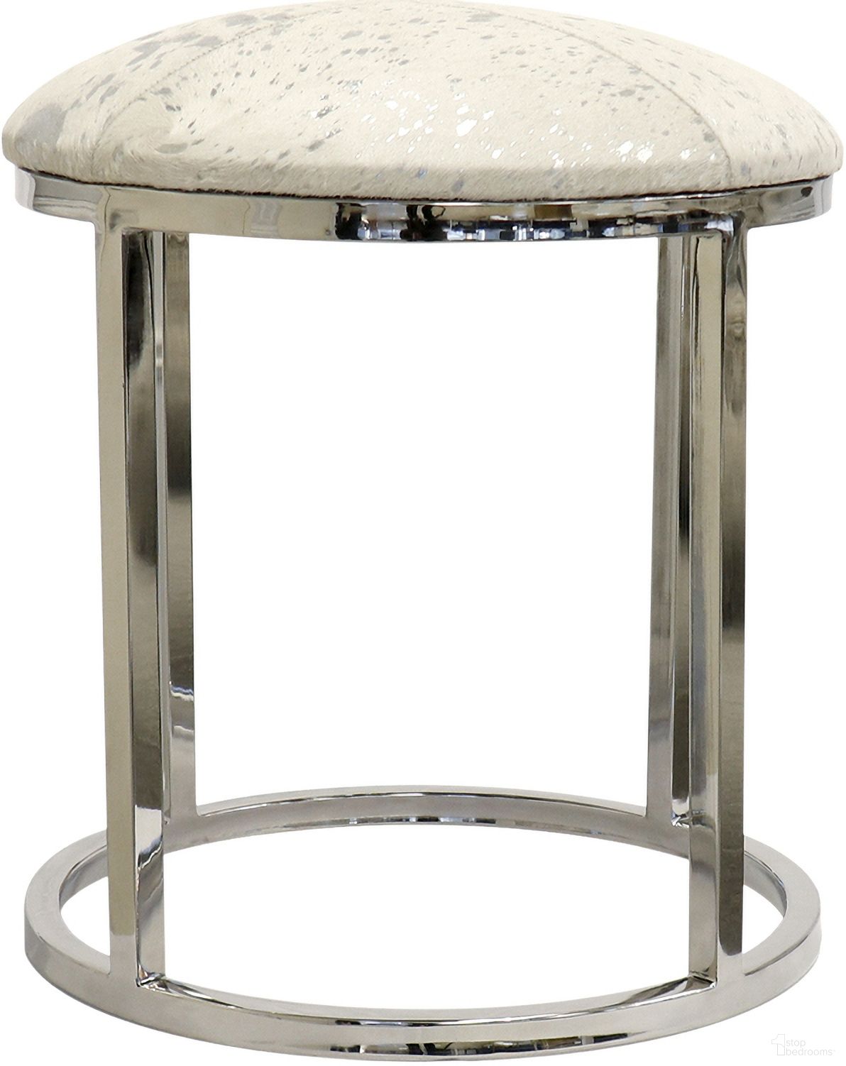 The appearance of Safari Collection Foil Cowhide and Steel Stool In Silver designed by Pasargad Home in the modern / contemporary interior design. This silver piece of furniture  was selected by 1StopBedrooms from Safari Collection to add a touch of cosiness and style into your home. Sku: PGN-1316. Material: Cow Hide.