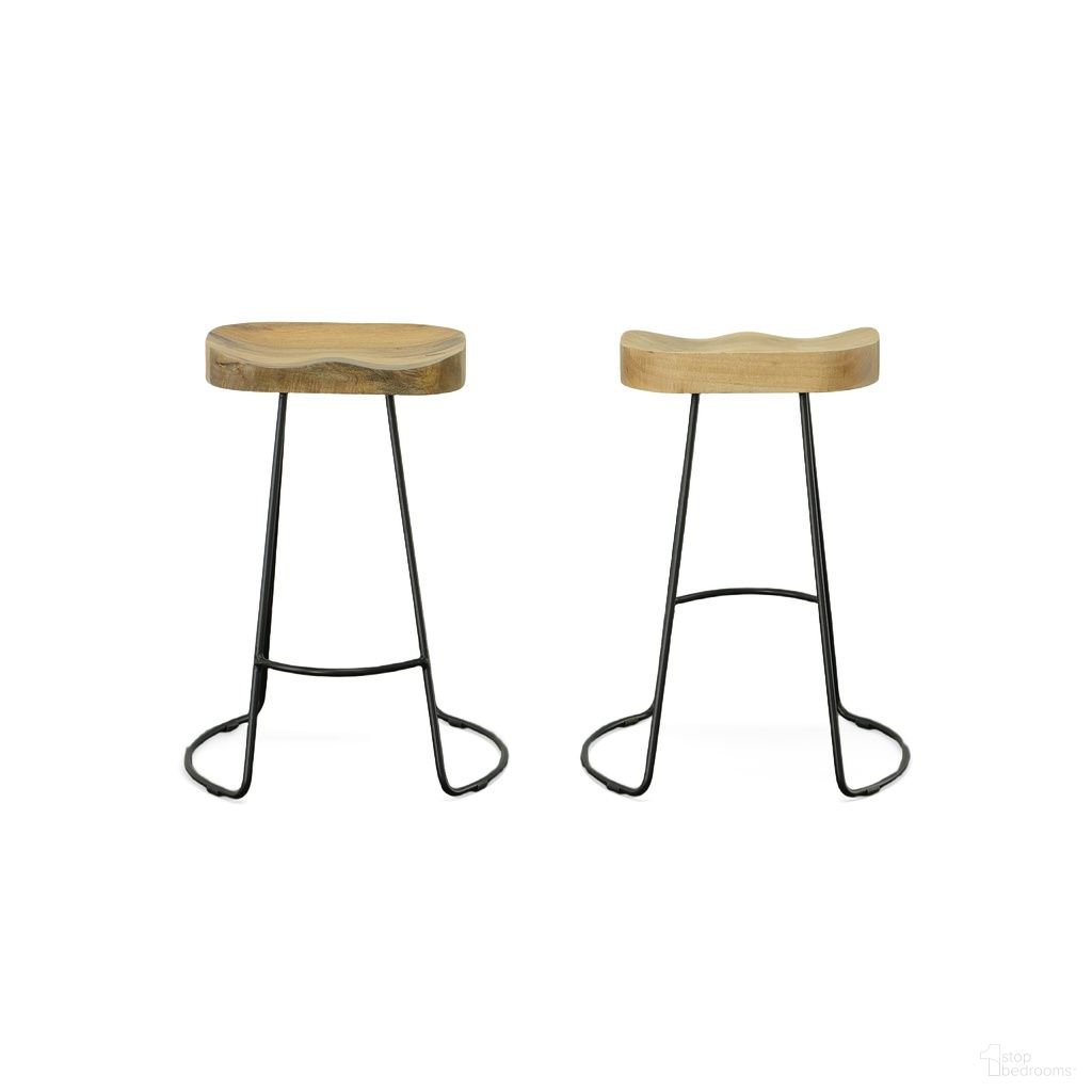 The appearance of Saga 25 Inch Counter Stool - Set of 2 In Natural Seat and Black Base designed by Carolina Living in the modern / contemporary interior design. This natural/black piece of furniture  was selected by 1StopBedrooms from Saga Collection to add a touch of cosiness and style into your home. Sku: CF2411NMNGTBK. Material: Mango Wood.