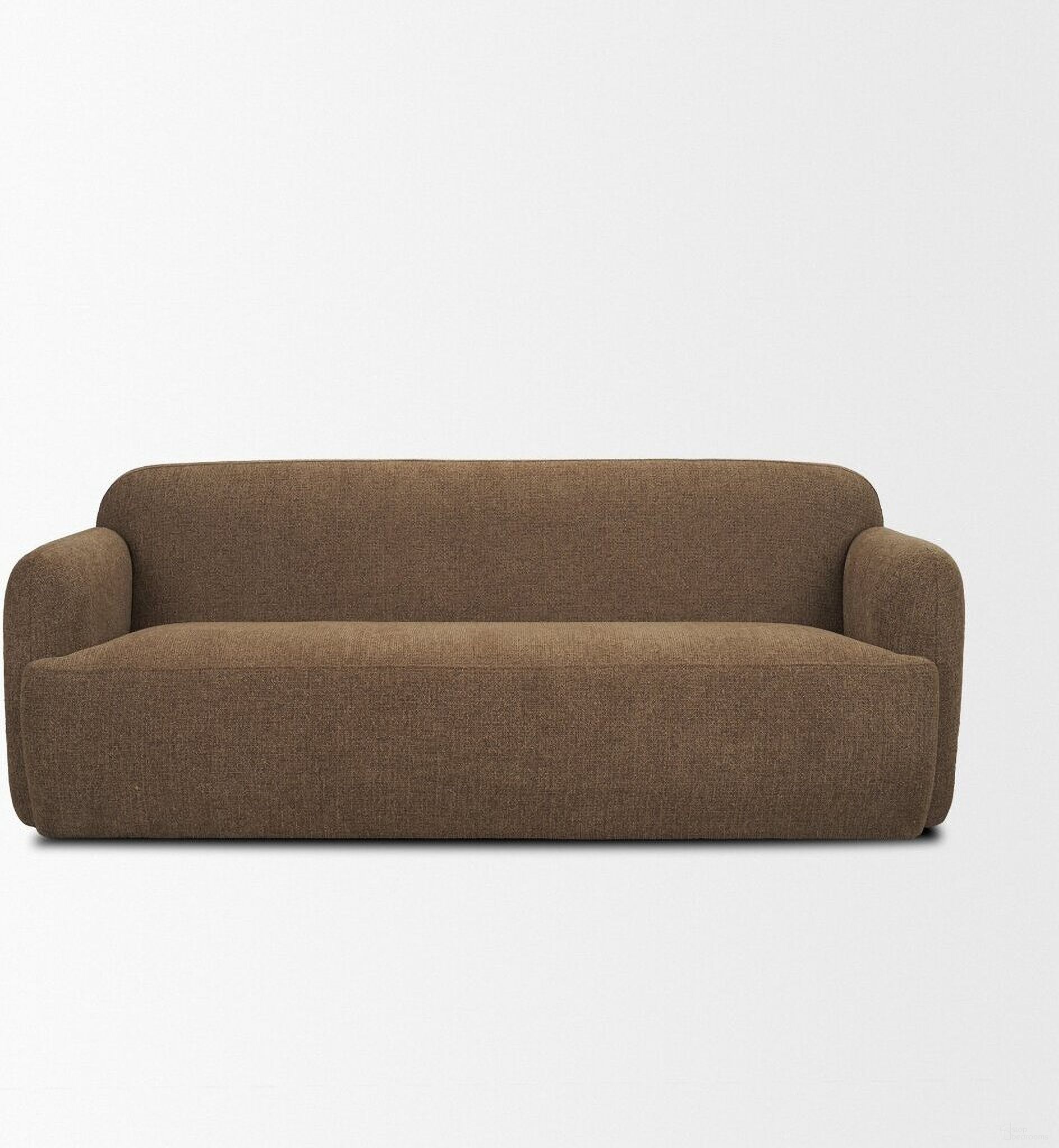 Saga 3-Seater Sofa with Brown Plush Fabric In Brown