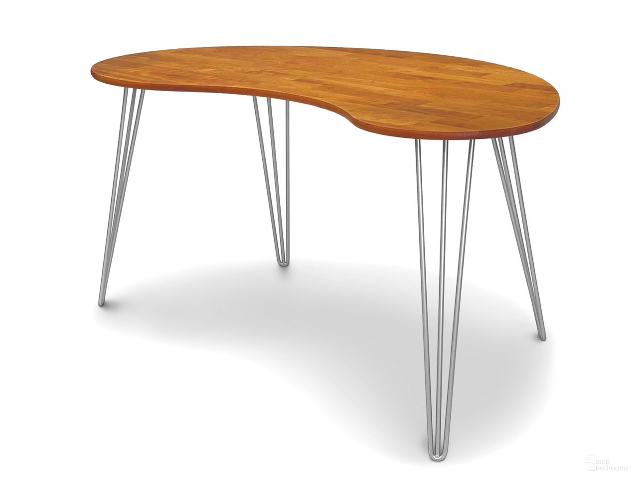 The appearance of Sage Kidney Desk With Metal Legs In Natural Cherry designed by Abelain Home in the transitional interior design. This natural cherry piece of furniture was selected by 1StopBedrooms from Sage Collection to add a touch of cosiness and style into your home. Sku: 8-SAG-6036-29M-03. Material: Wood.