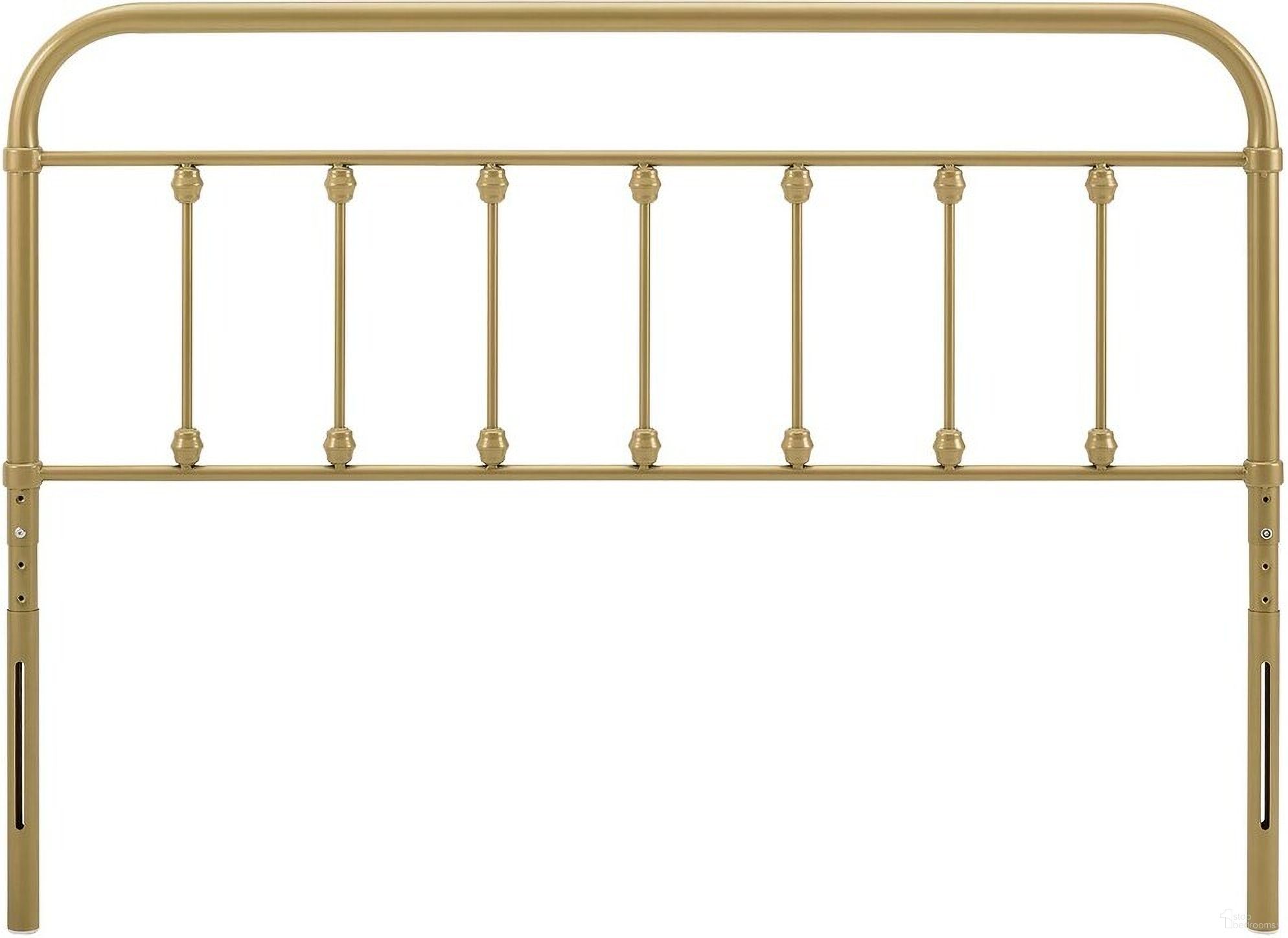The appearance of Sage King Metal Headboard In Gold designed by Modway in the modern / contemporary interior design. This gold piece of furniture  was selected by 1StopBedrooms from Sage Collection to add a touch of cosiness and style into your home. Sku: MOD-6155-GLD. Bed Size: King. Material: Iron.