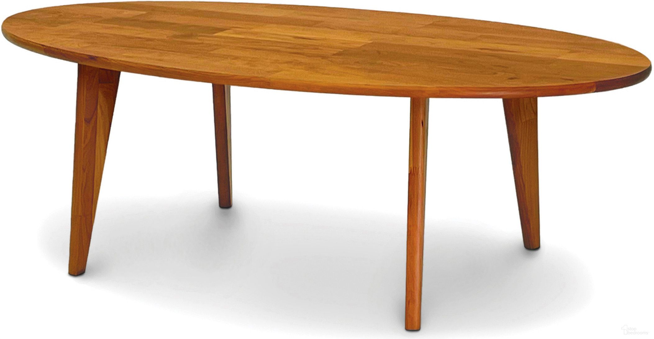 The appearance of Sage Oval Coffee Table With Wood Legs In Natural Cherry designed by Abelain Home in the transitional interior design. This natural cherry piece of furniture  was selected by 1StopBedrooms from Sage Collection to add a touch of cosiness and style into your home. Sku: 8-SAG-4828-16W-03. Material: Wood.