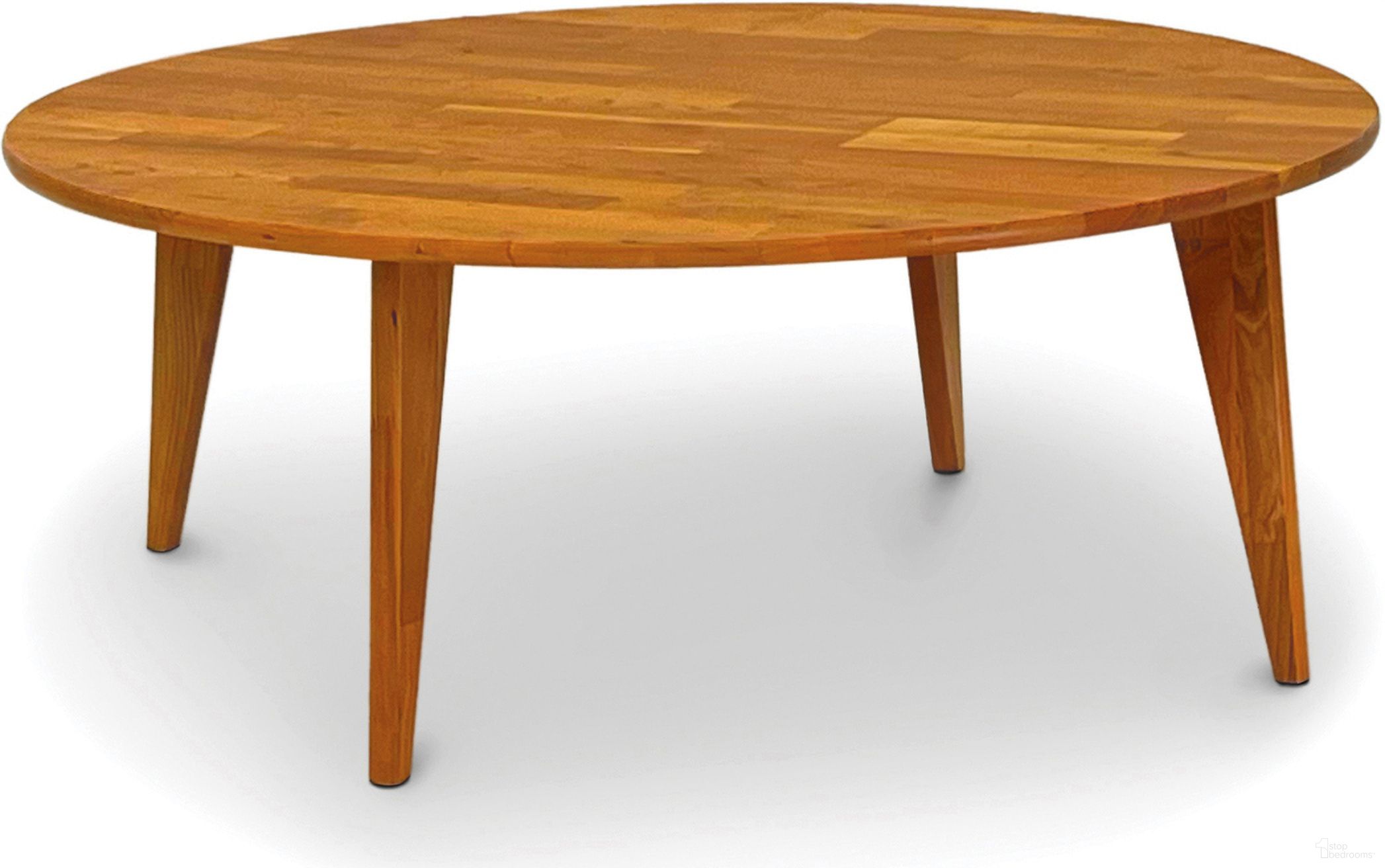 The appearance of Sage Round Coffee Table With Wood Legs In Natural Cherry designed by Abelain Home in the transitional interior design. This natural cherry piece of furniture was selected by 1StopBedrooms from Sage Collection to add a touch of cosiness and style into your home. Sku: 8-SAG-4242-18W-03. Material: Wood.
