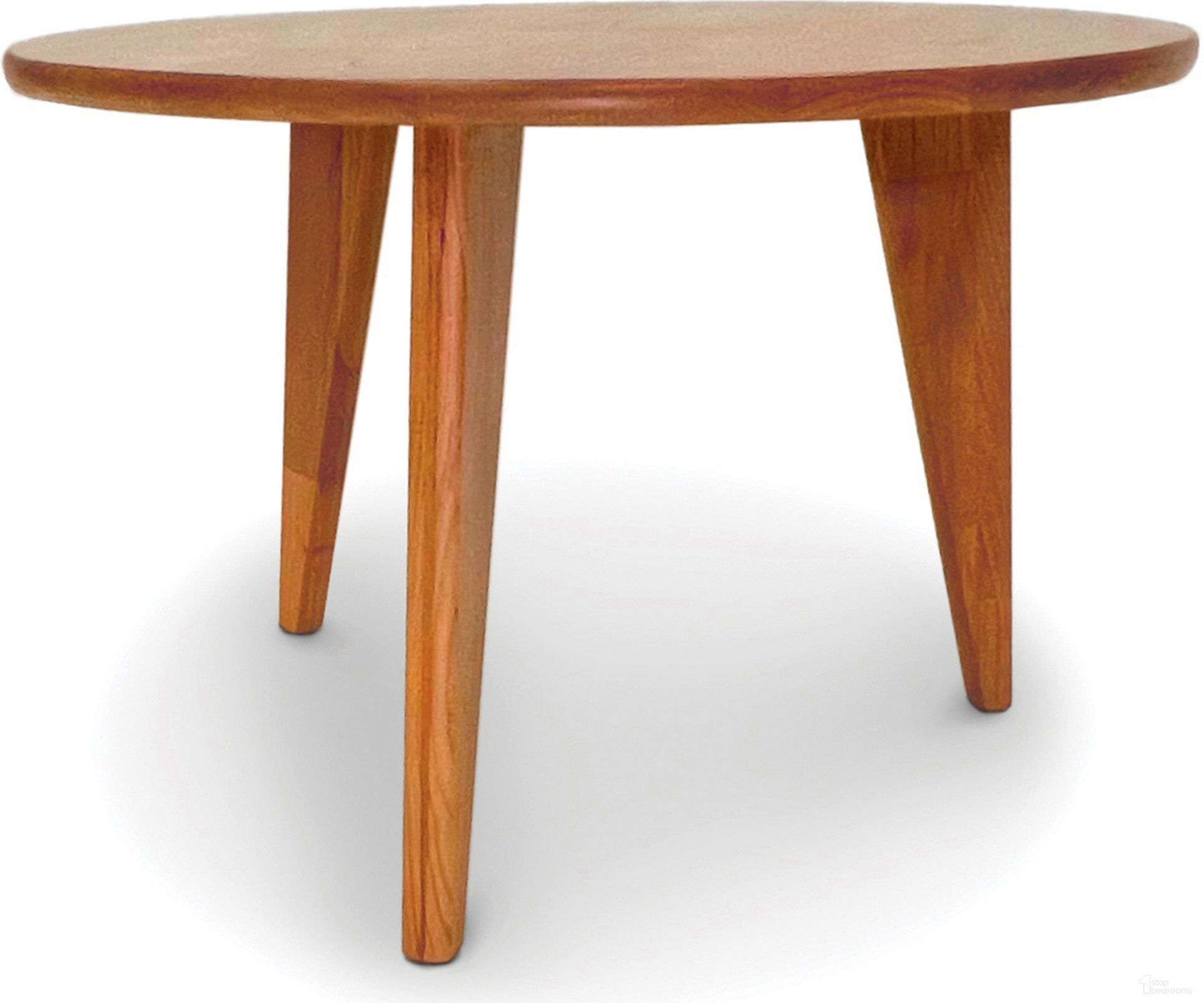 The appearance of Sage Small Round Coffee Table With Wood Legs In Natural Cherry designed by Abelain Home in the transitional interior design. This natural cherry piece of furniture  was selected by 1StopBedrooms from Sage Collection to add a touch of cosiness and style into your home. Sku: 8-SAG-2424-16W-03. Material: Wood.