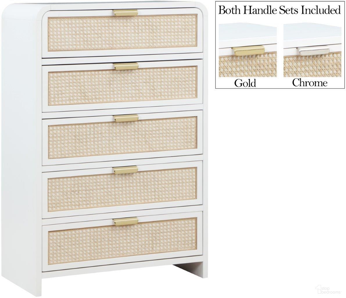 The appearance of Sage Chest In White designed by Meridian in the modern / contemporary interior design. This white piece of furniture was selected by 1StopBedrooms from Sage Collection to add a touch of cosiness and style into your home. Sku: 873White-CH. Material: Rubberwood.