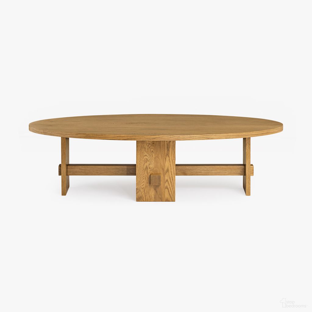 The appearance of Saguaro Oval Oak Coffee Table In Honey Oak designed by Co. House Designs in the coastal interior design. This honey oak piece of furniture  was selected by 1StopBedrooms from Saguaro Collection to add a touch of cosiness and style into your home. Sku: CH-1001850-VN14-FN-LV-CT-NT-OS. Material: Solid Oak.