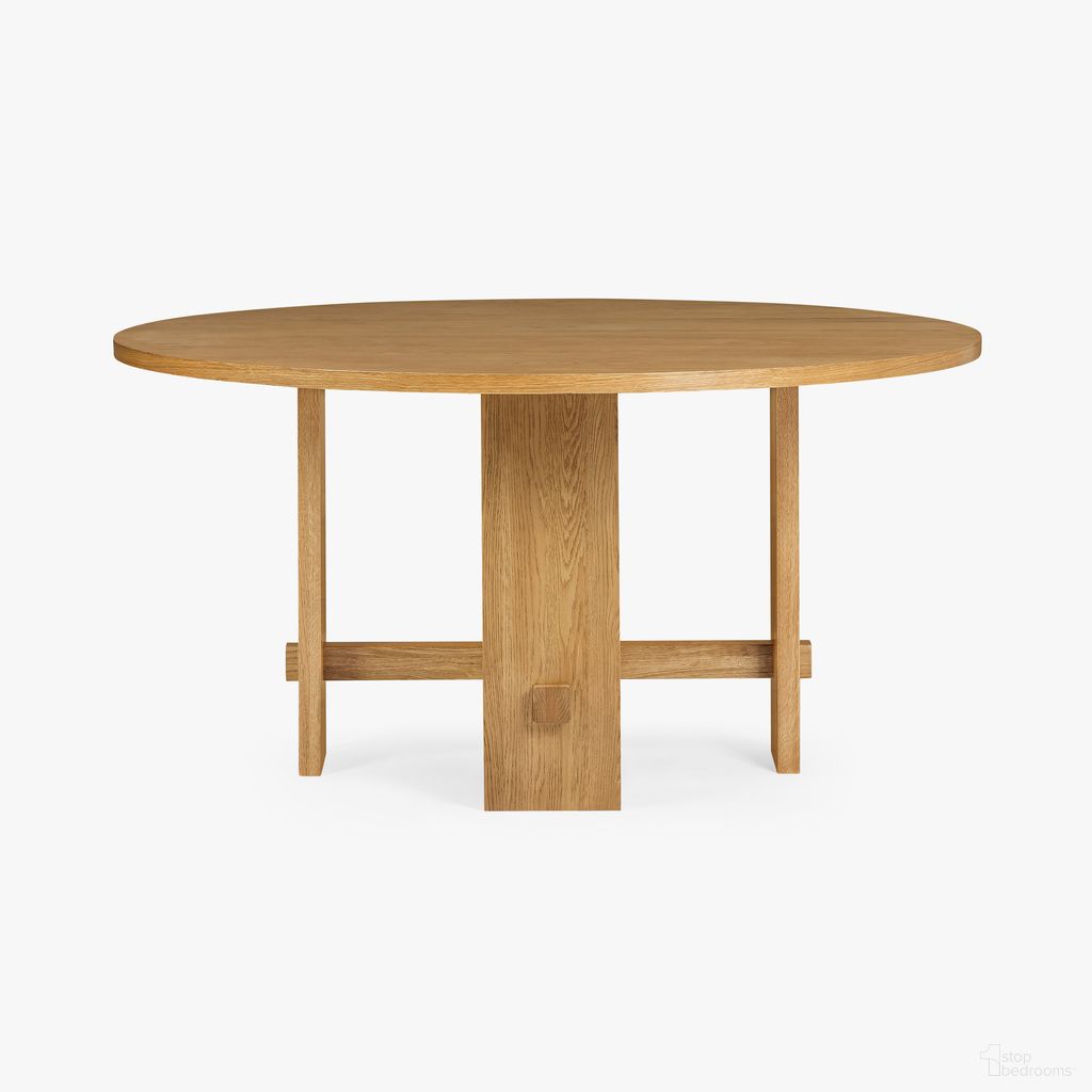 The appearance of Saguaro Round Oak Dining Table In Honey Oak designed by Co. House Designs in the coastal interior design. This honey oak piece of furniture was selected by 1StopBedrooms from Saguaro Collection to add a touch of cosiness and style into your home. Sku: CH-1001714-VN14-FN-DN-DT-NT-60. Table Base Style: Pedestal. Table Top Shape: Round. Size: 60". Material: Solid Oak.