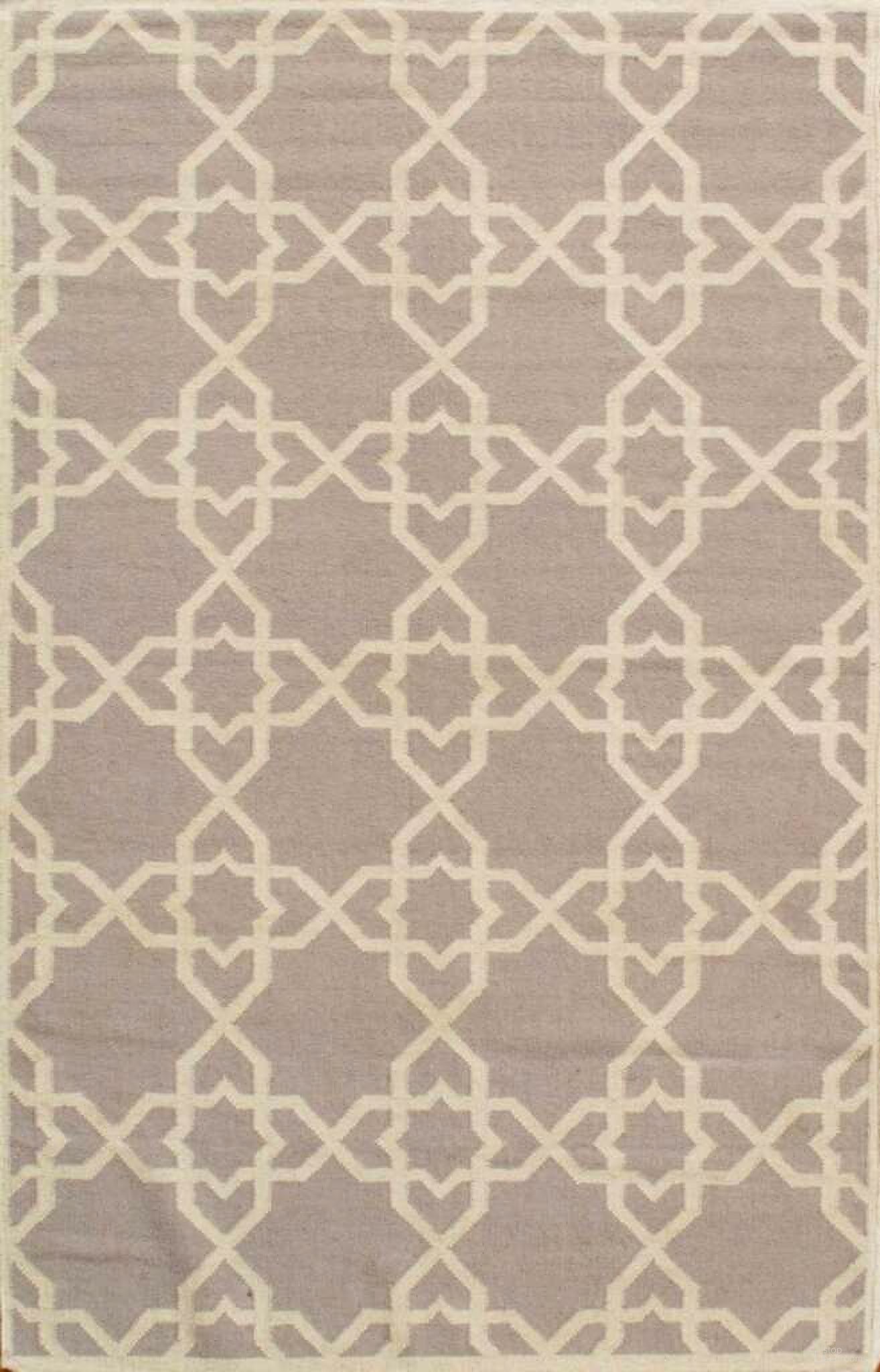 Sahara Collection Decorative Handmade Wool Flat Weave Area Rug - (5x8) In Grey and Ivory
