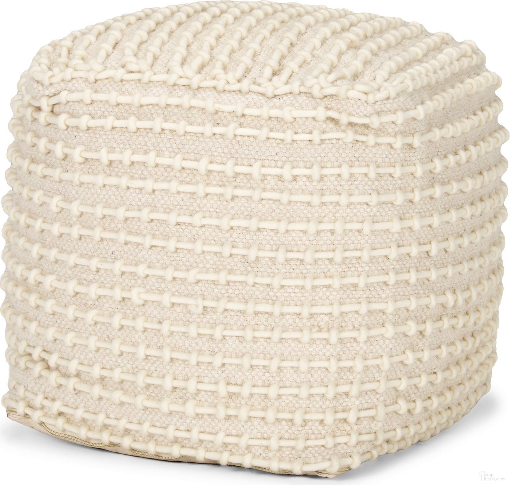The appearance of Sakaye Pouf In Cream and Beige designed by Mercana in the modern / contemporary interior design. This cream and beige piece of furniture  was selected by 1StopBedrooms from Sakaye Collection to add a touch of cosiness and style into your home. Sku: 70762. Material: Wool.