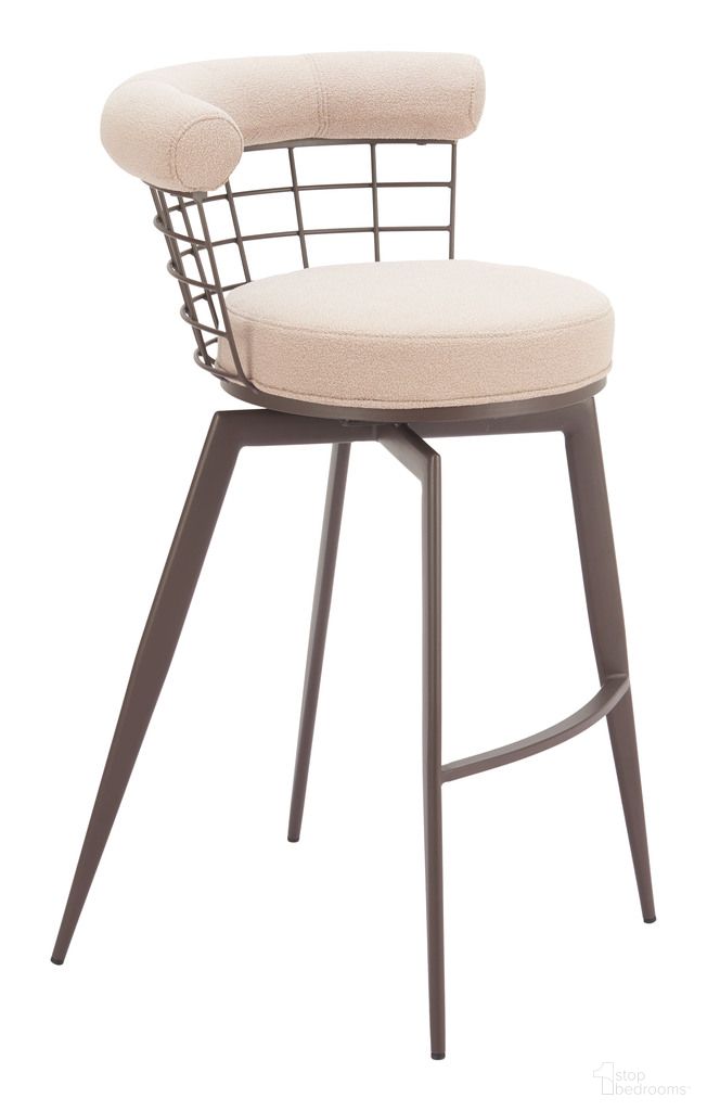 The appearance of Saku Swivel Barstool In Beige and Brown designed by Zuo Modern in the modern / contemporary interior design. This beige and brown piece of furniture was selected by 1StopBedrooms from Saku Collection to add a touch of cosiness and style into your home. Sku: 110821. Material: Polyester.