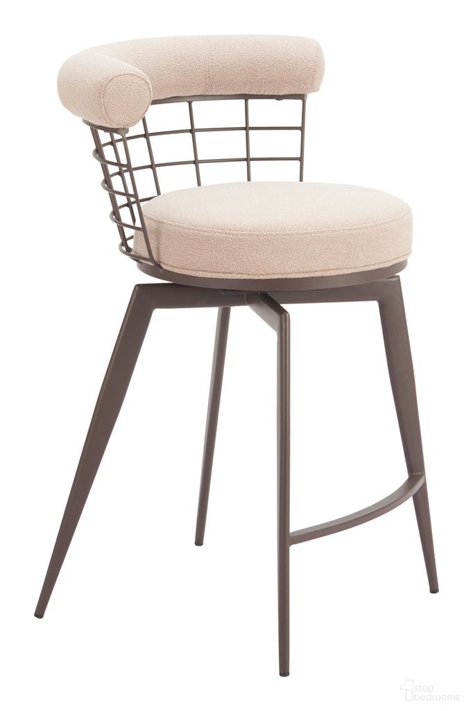 The appearance of Saku Swivel Counter Stool In Beige and Brown designed by Zuo Modern in the modern / contemporary interior design. This beige and brown piece of furniture was selected by 1StopBedrooms from Saku Collection to add a touch of cosiness and style into your home. Sku: 110820. Material: Polyester.