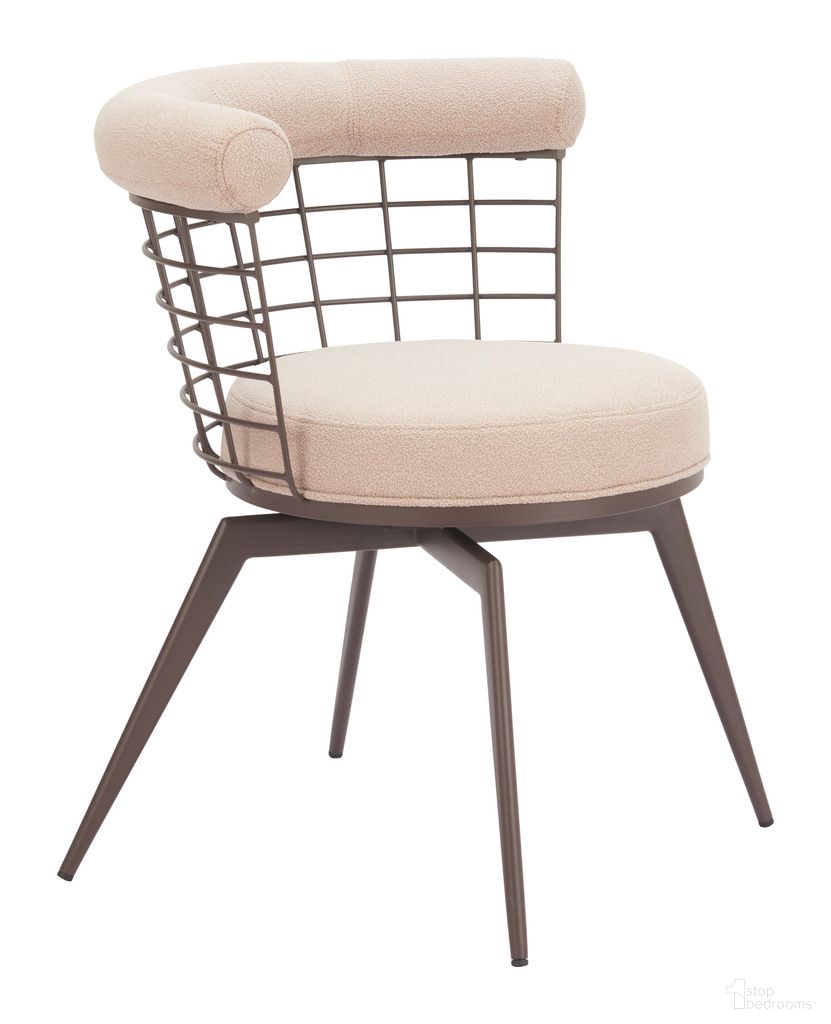 The appearance of Saku Swivel Dining Chair In Beige and Brown designed by Zuo Modern in the modern / contemporary interior design. This beige and brown piece of furniture was selected by 1StopBedrooms from Saku Collection to add a touch of cosiness and style into your home. Sku: 110819. Material: Polyester. Chair Type: Arm Chair.