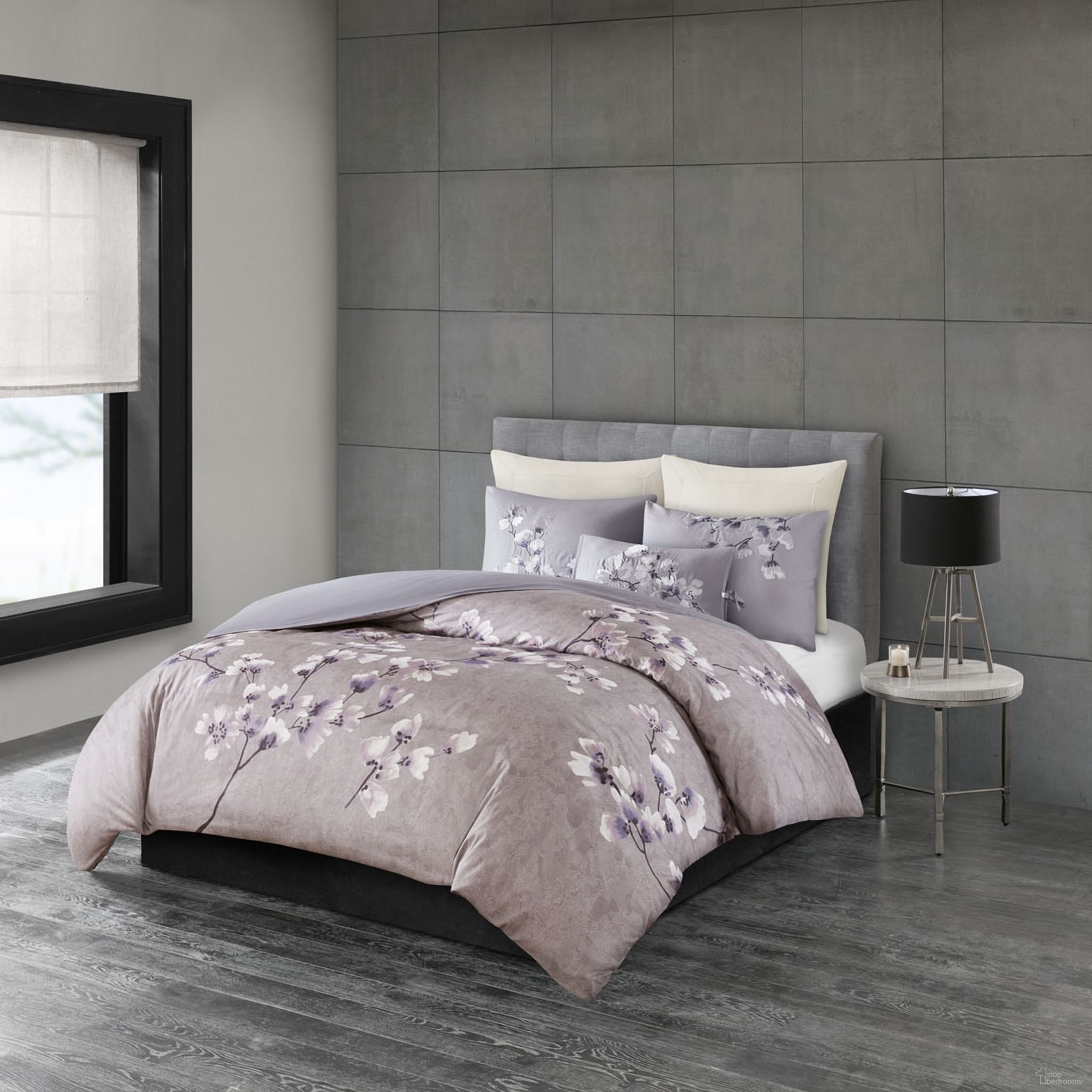 The appearance of Sakura 3 Piece Cotton Sateen Printed Queen Comforter Set In Lilac designed by Olliix in the modern / contemporary interior design. This lilac piece of furniture was selected by 1StopBedrooms from Sakura Blossom Collection to add a touch of cosiness and style into your home. Sku: NS10-3255. Bed Size: Queen. Material: Cotton.