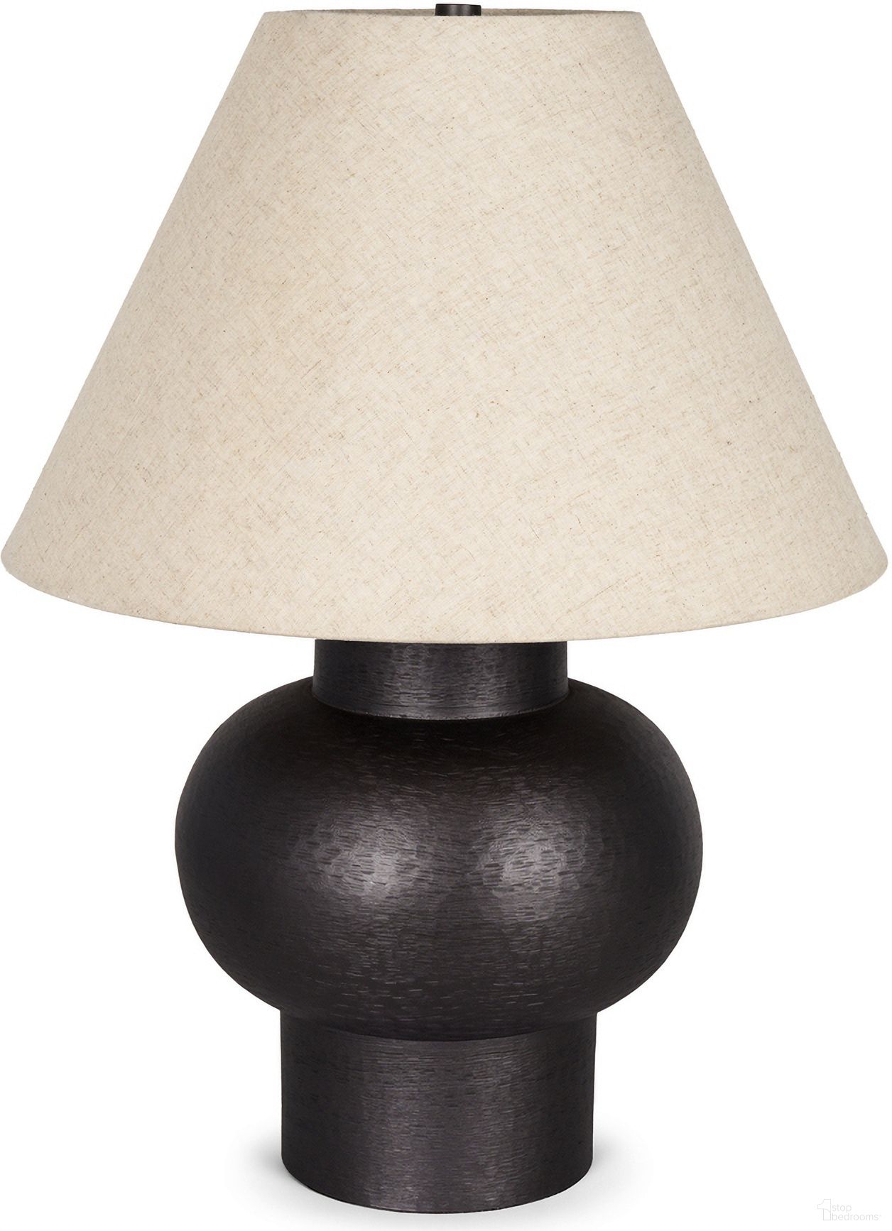 Salaah Brushed Metal with Beige Shade Table Lamp In Black