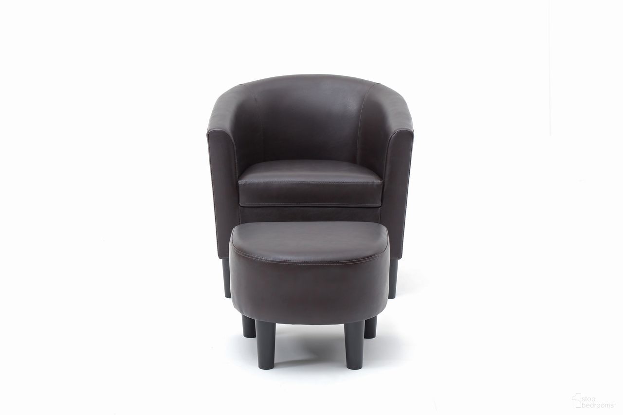 Salem Chair and Ottoman In Dark Brown